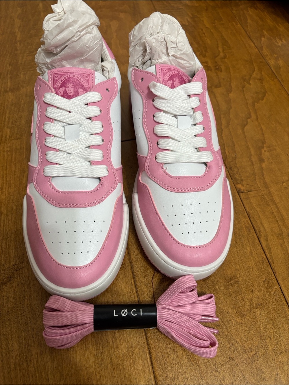 Loci Atom x Nicki Minaj Signature Pink & White Sneakers Sz 37/US 6.5 NWT